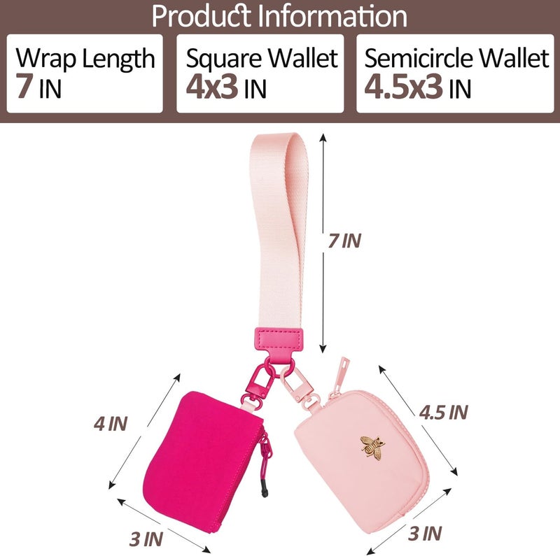 COOLANS Mini Wristlet Wallets Dual Pouch,Around Wristlet Handbag Wallet for Women Zip Cards Holder,Wristlet Bracelet Purse - Image 3
